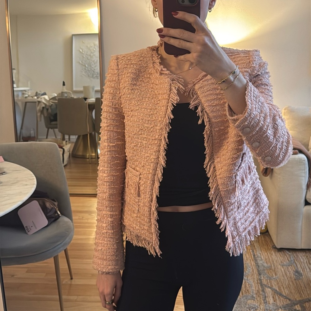 L’Agence blazer jacket pink tweed size 2. Brand new.